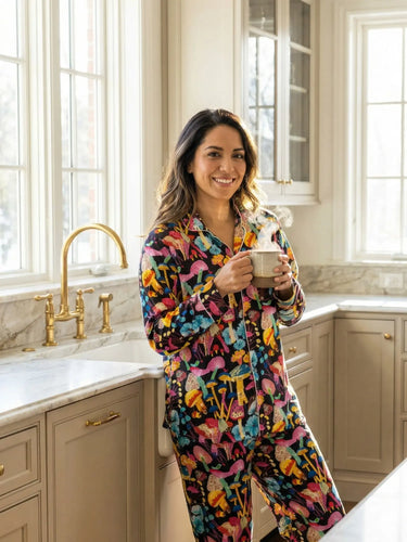 Unisex Mushroom Print Cotton Pyjama Set VON LOEBELL Collection