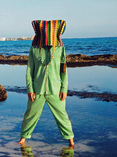 THE Unisex GREEN STRIPES Cotton Pyjamas VON LOEBELL Collection
